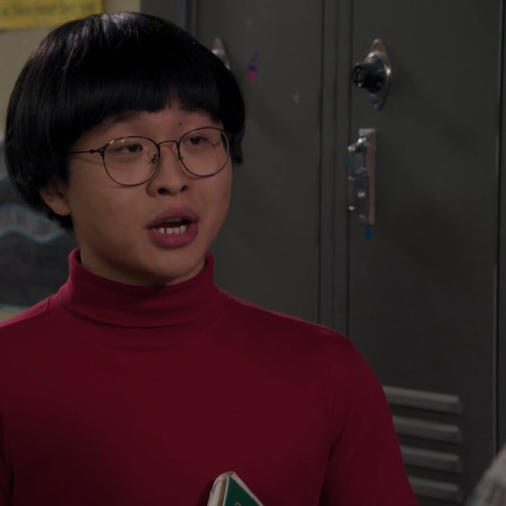 DAVE KIM'S RED TURTLENECK SHIRT - screen used The Goldbergs tv show wardrobe -